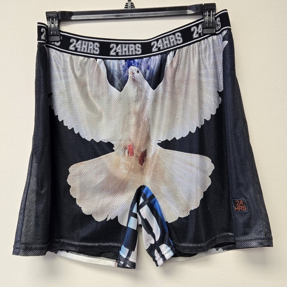 24HRS Wonderland Photo Print Mesh Basketball shorts Black L - Picture 1 of 5